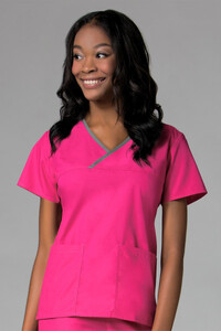 Contrast Mock Wrap Top Pink