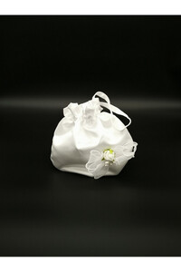Handbag with rose and green leaves