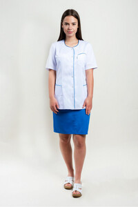 White Uniform Tunic With Blue Trimming