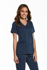 Maevn Matrix Pro Contrast Layered V-Neck Top Heather Navy