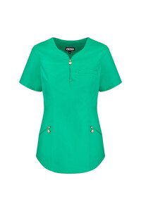 Ladies’ top medical zip neckline green Emma