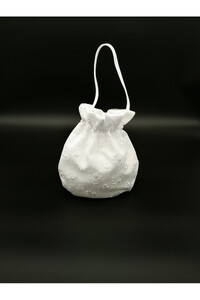 Satin bag with lace