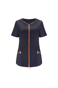 Nursing navy tunic fastened with an orange zip Lisa