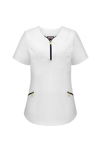  Ladies’ top medical zip neckline white Emma