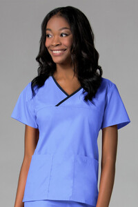 Contrast Mock Wrap Top Ceil Blue