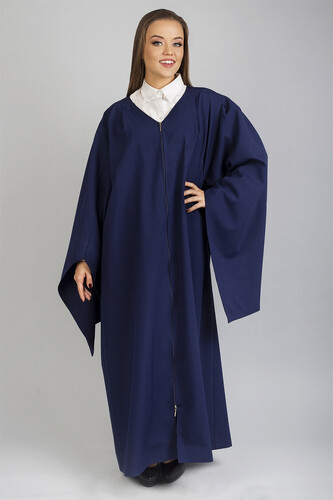 Wide Bell Sleeves Master Gown Navy Zip