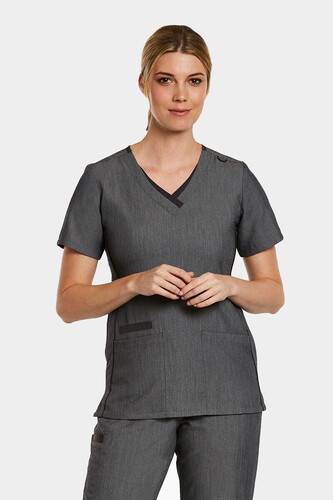 Matrix PRO™ V-Neck Scrub Top in Heather Grey – Contemporary Style and Performance