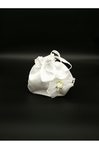 Handbag with rose and green leaves