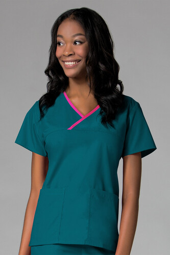 Contrast Mock Wrap Top Teal