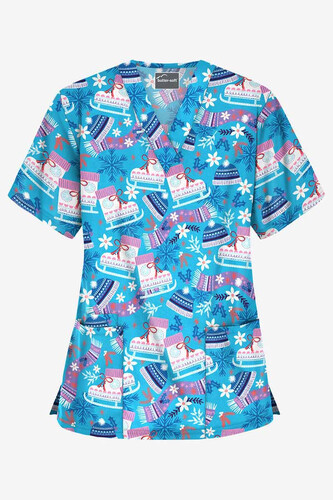 Christmas Skate V-neck Turquoise Christmas Top