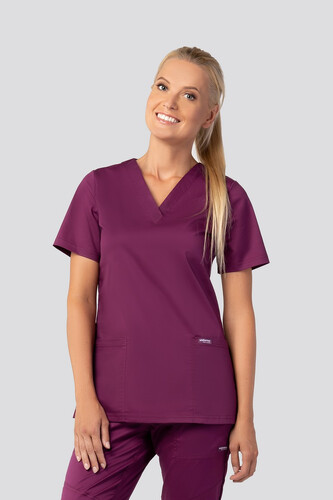 Ladie's Medical Scrub Top Wine FLEX ZONE     
